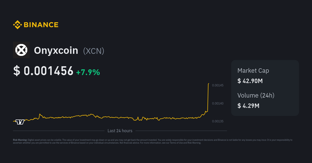 Onyxcoin Price, Live XCN Market Cap and Chart