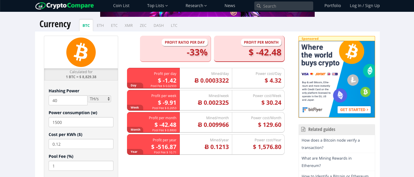 ASIC/GPU Mining Profitability Calculator - Crazy Mining