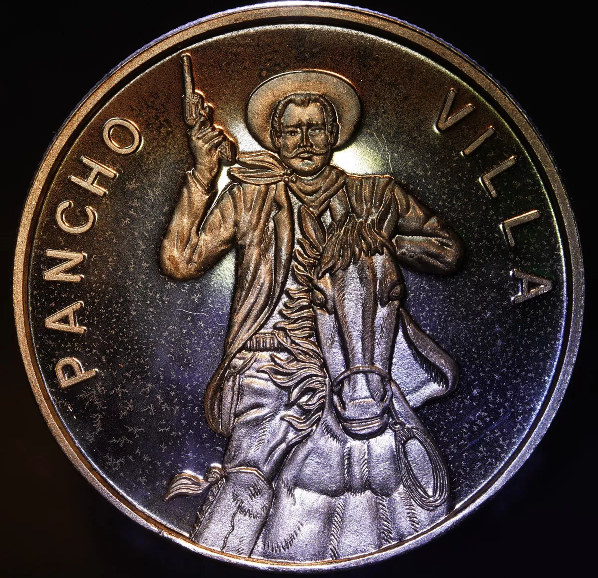 PANCHO VILLA MEXICO 2oz. SILVER ROUND W/EAGLE PURE SILVER