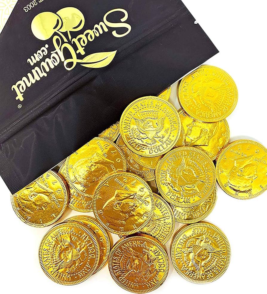 Nut Free Gold Coin Bag, Milk Chocolate Coins — Chocolate Box