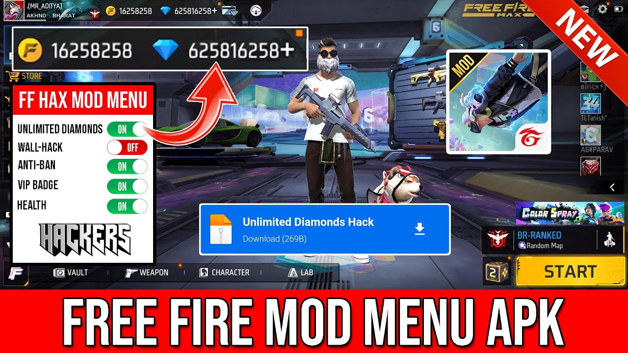 Free Fire MAX v MOD APK (WallHack, Auto Headshot, MenuMod) Download