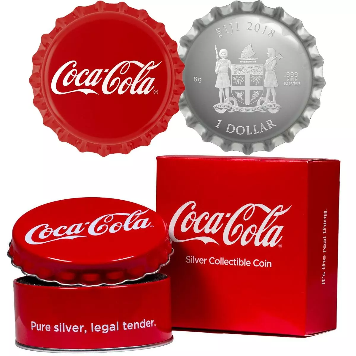 Fiji Fine Silver Proof Dollar Coca Cola Bottle Cap Coin - The Purple Penny