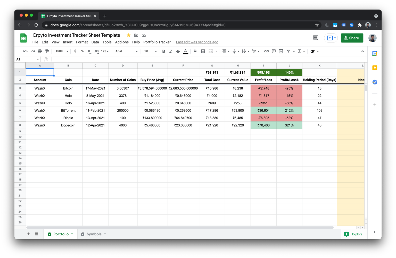 My Cryptocurrency Portfolio and Investment Journal (with Spreadsheet) - TradingOptionsCashflow