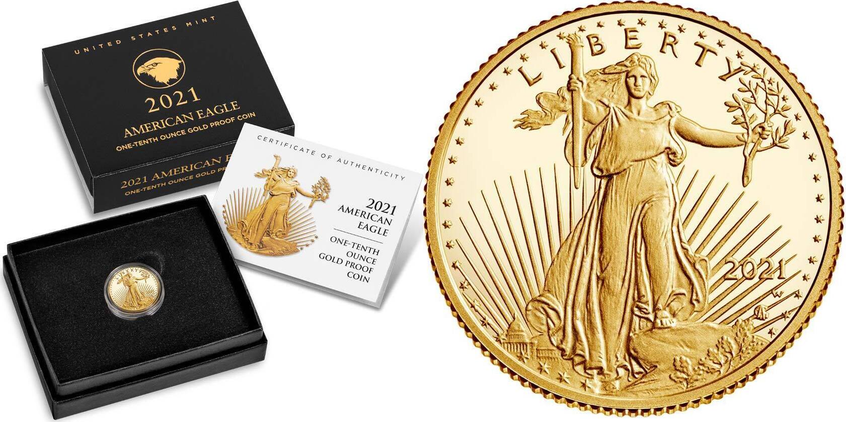 Gold Eagle, Tenth Ounce, 1/10 oz. | Golden Eagle Coins