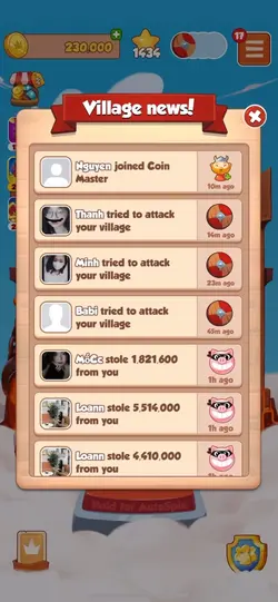 Coin Master village costs - total coins needed