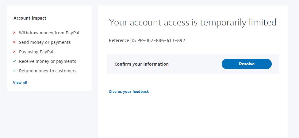 How long will it take to lift my PayPal account limitation? | PayPal US