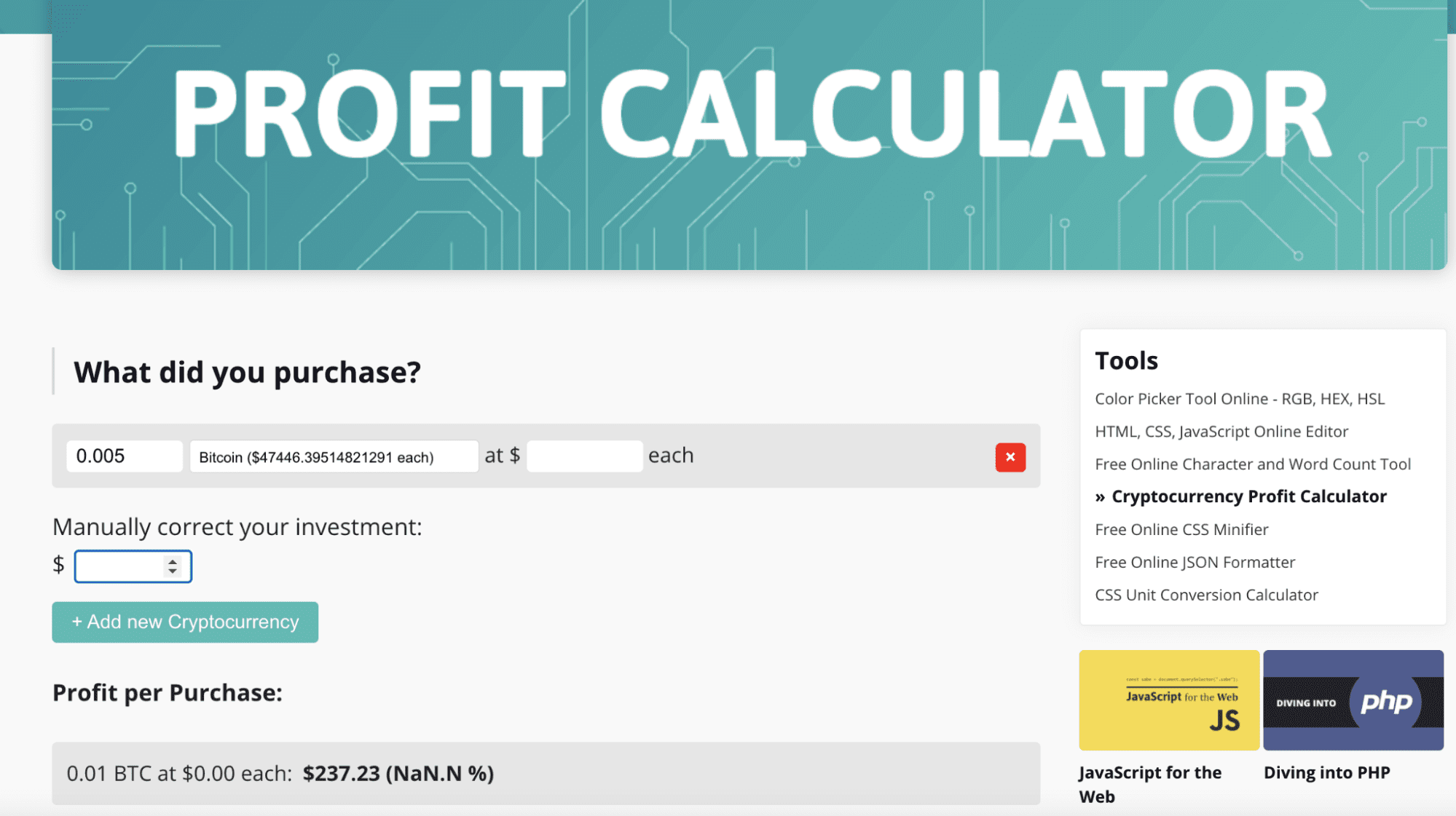 Crypto Savings Calculator - Calculate crypto savings on a monthly basis