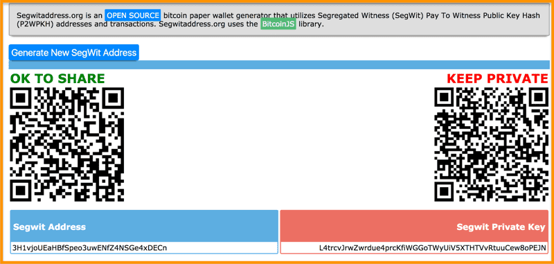 SegWit Paper Wallet