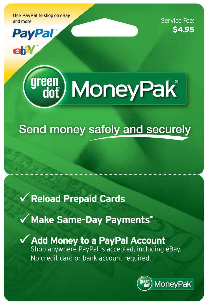 PayPal lets users load money to accounts with Green Dot MoneyPak