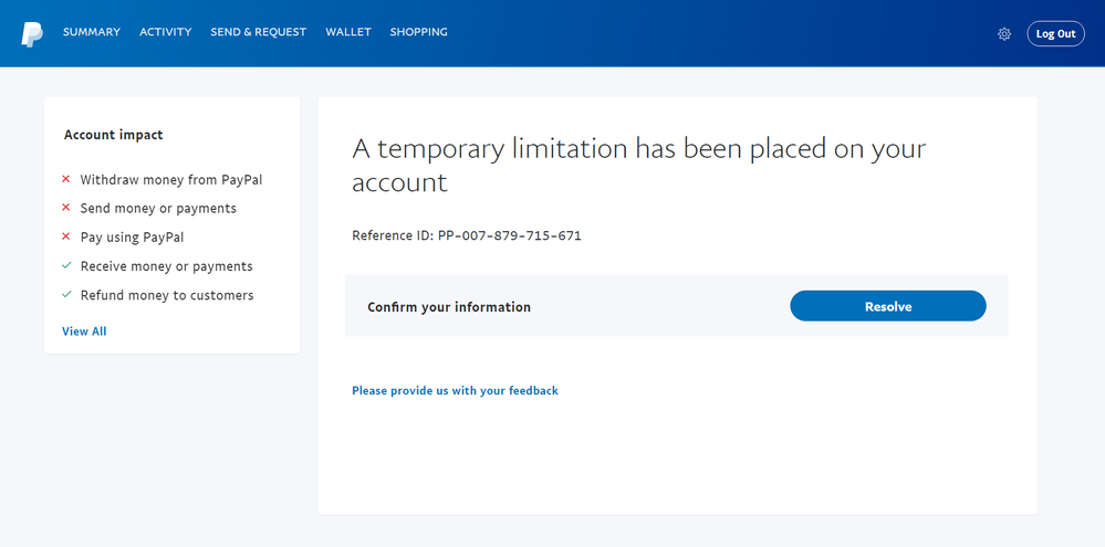 Solved: My account was limited and I have no idea why? - PayPal Community