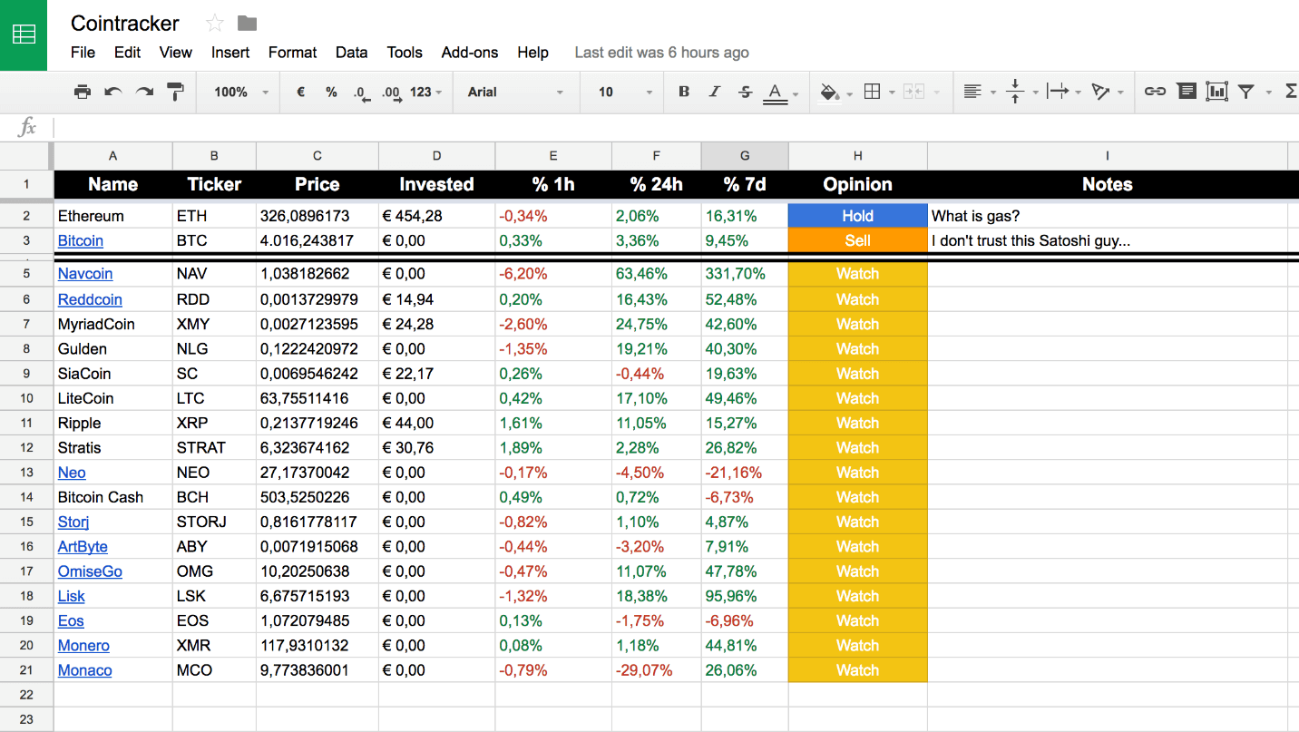 How to create your own crypto tracking tool in Excel