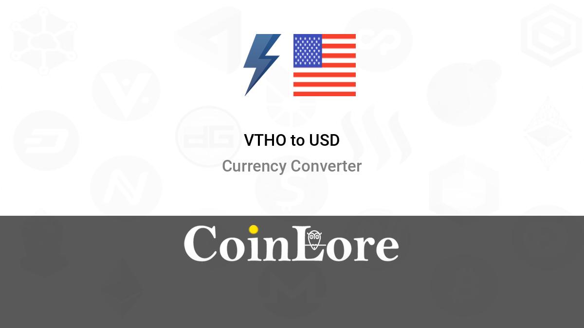 Convert VTHO to USD - VeThor Token to US Dollar Converter | CoinCodex