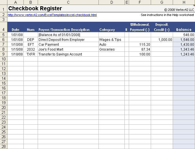 10 Best Free Checkbook Register Template Excel | WPS Office Academy