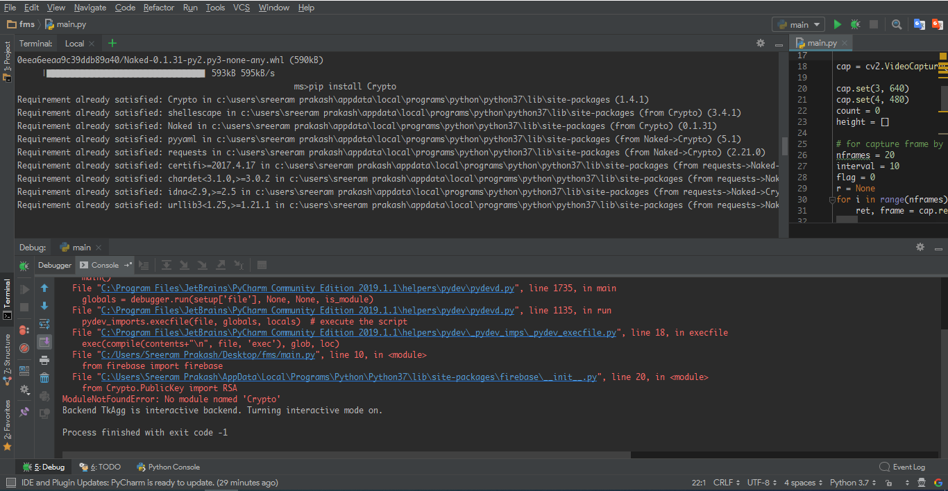 Modulenotfounderror: no module named 'crypto' [SOLVED]