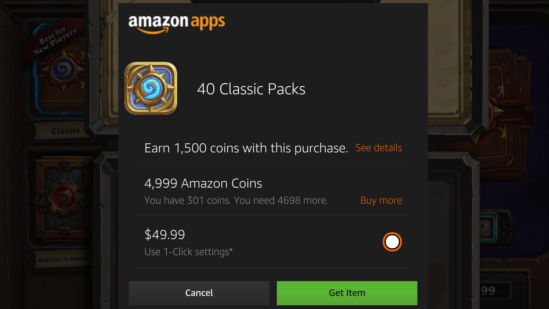 Amazon Coins for Hearthstone: Save money getting card packs | LEVVVEL