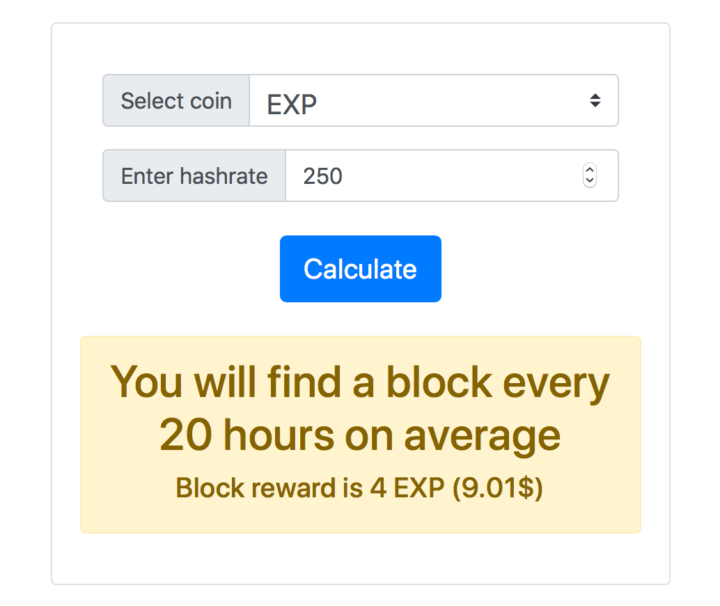 Expanse (EXP) Mining Calculator & Profitability Calculator - CryptoGround