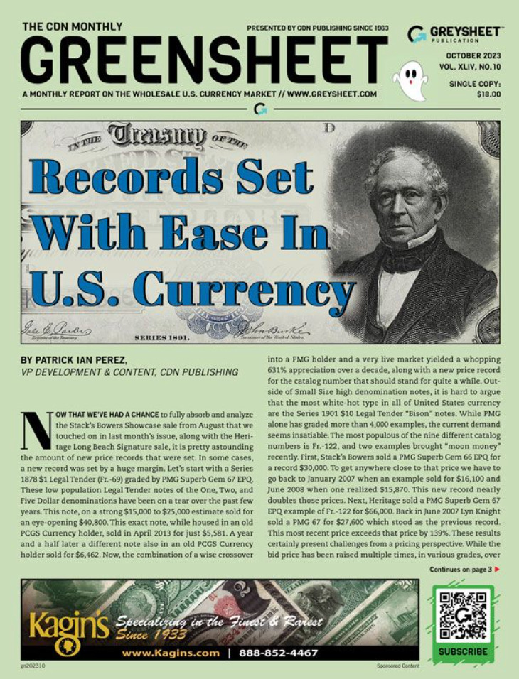 U.S. COLONIAL CURRENCY GREENSHEET