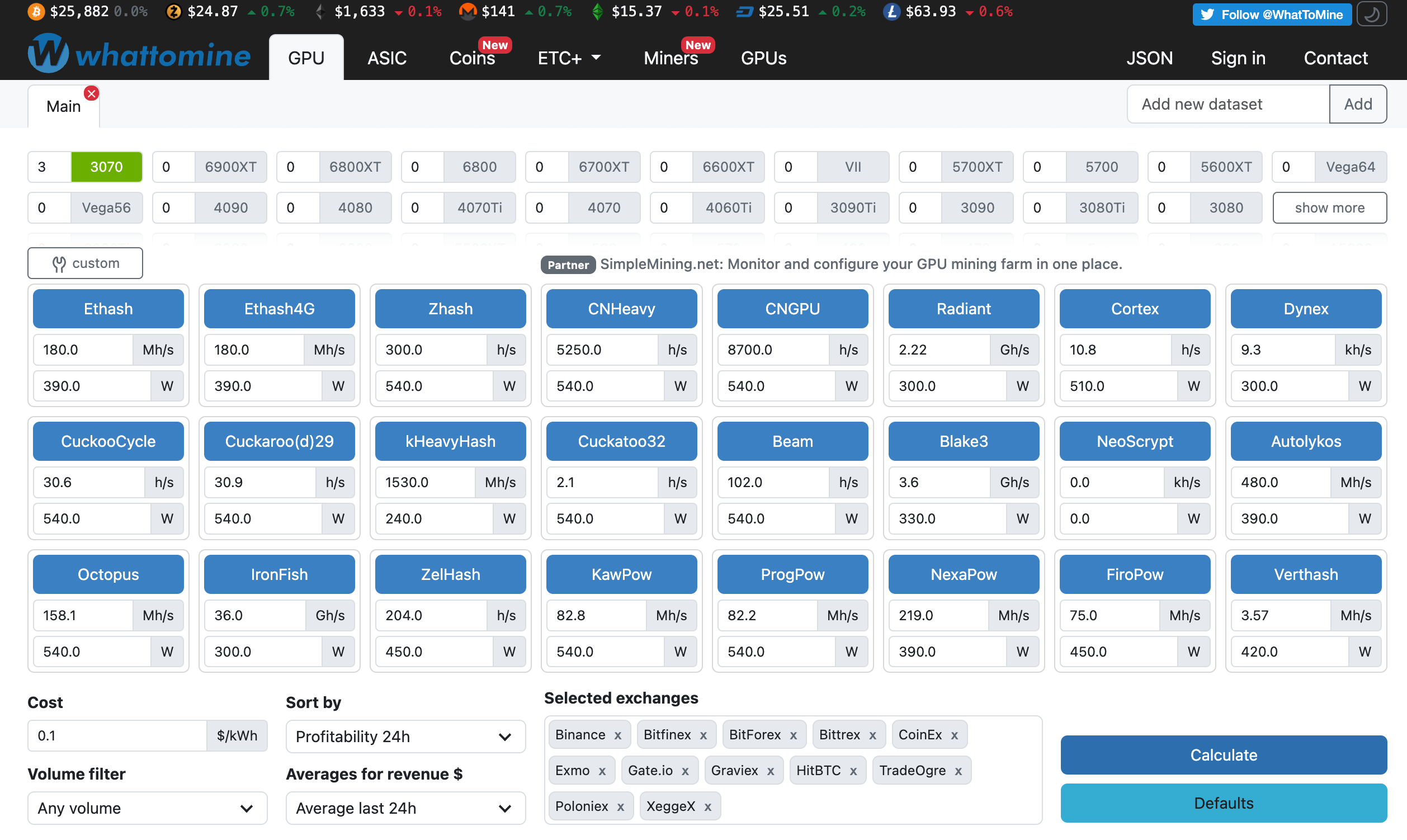 GPU Mining Calculator. What to Mine on GPU