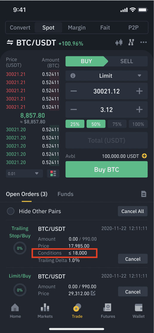 bitcoinlove.fun Trailing Stop Order