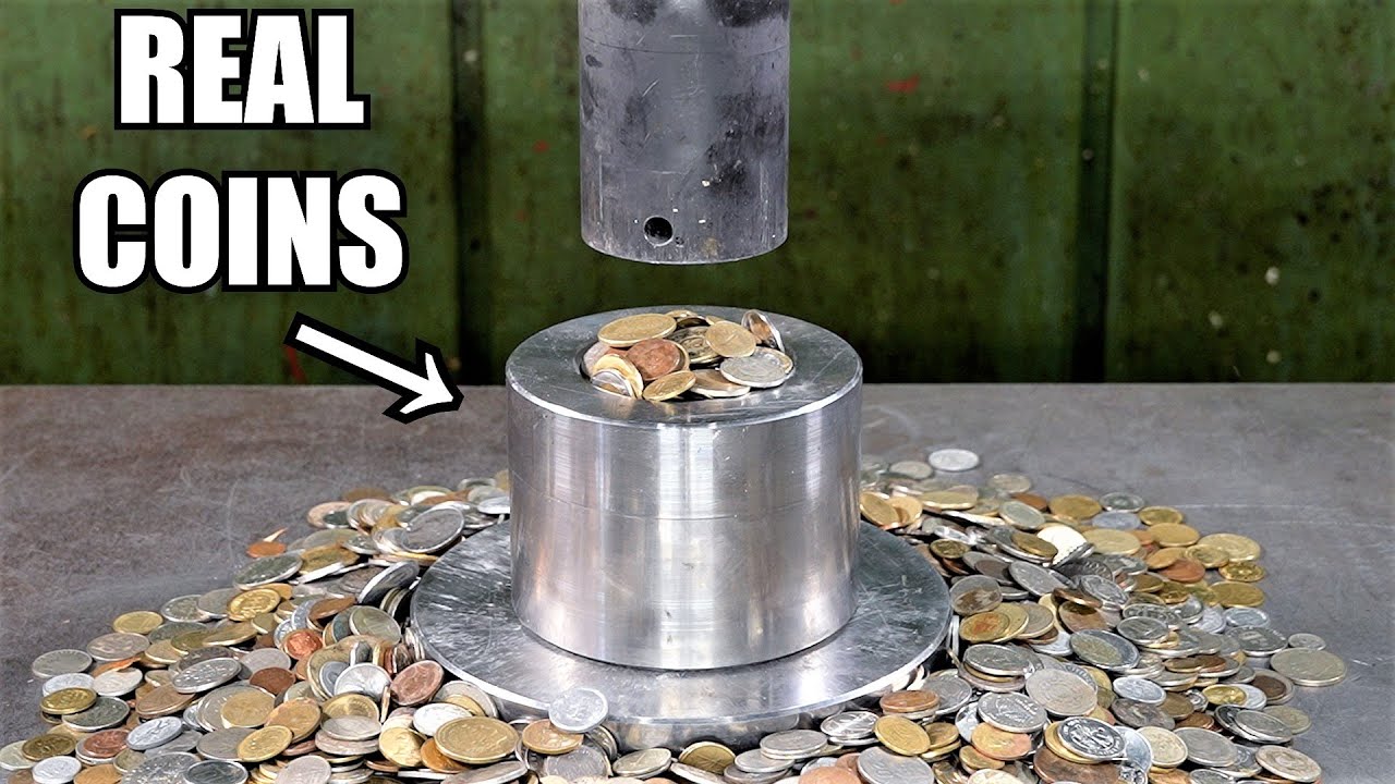 New Ton Hydraulic Press Crushing Challenge: Steel, Paper, Coins - Video Summarizer - Glarity