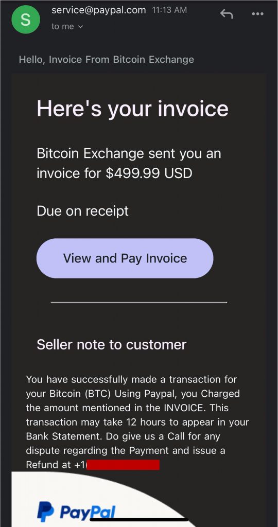 email recd with invoice for unauthorised bitcoin t - PayPal Community