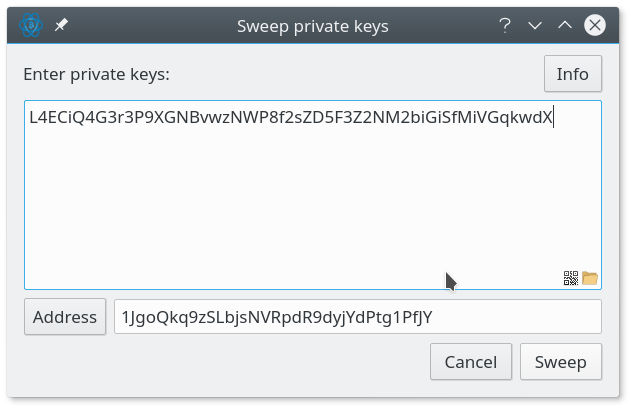 Importing private keys into Electrum wallet - Sweep core and paper wallet