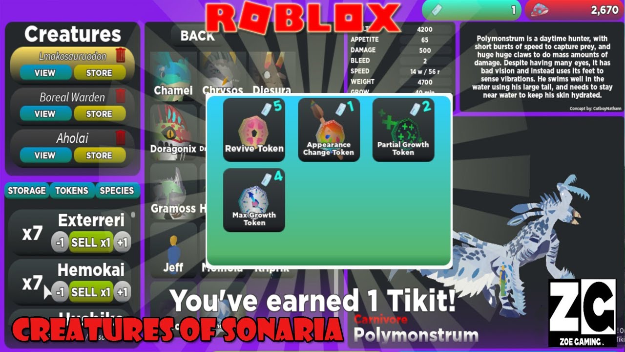 How Much Is Each Token Worth? | Roblox Creatures of Sonaria Amino