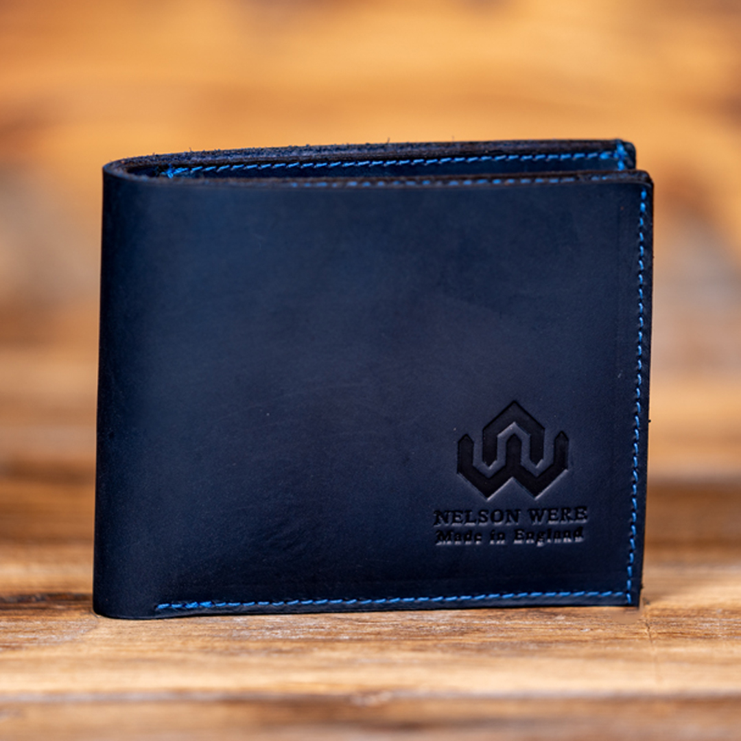 Navy blue and black leather bi-fold wallet | Marni