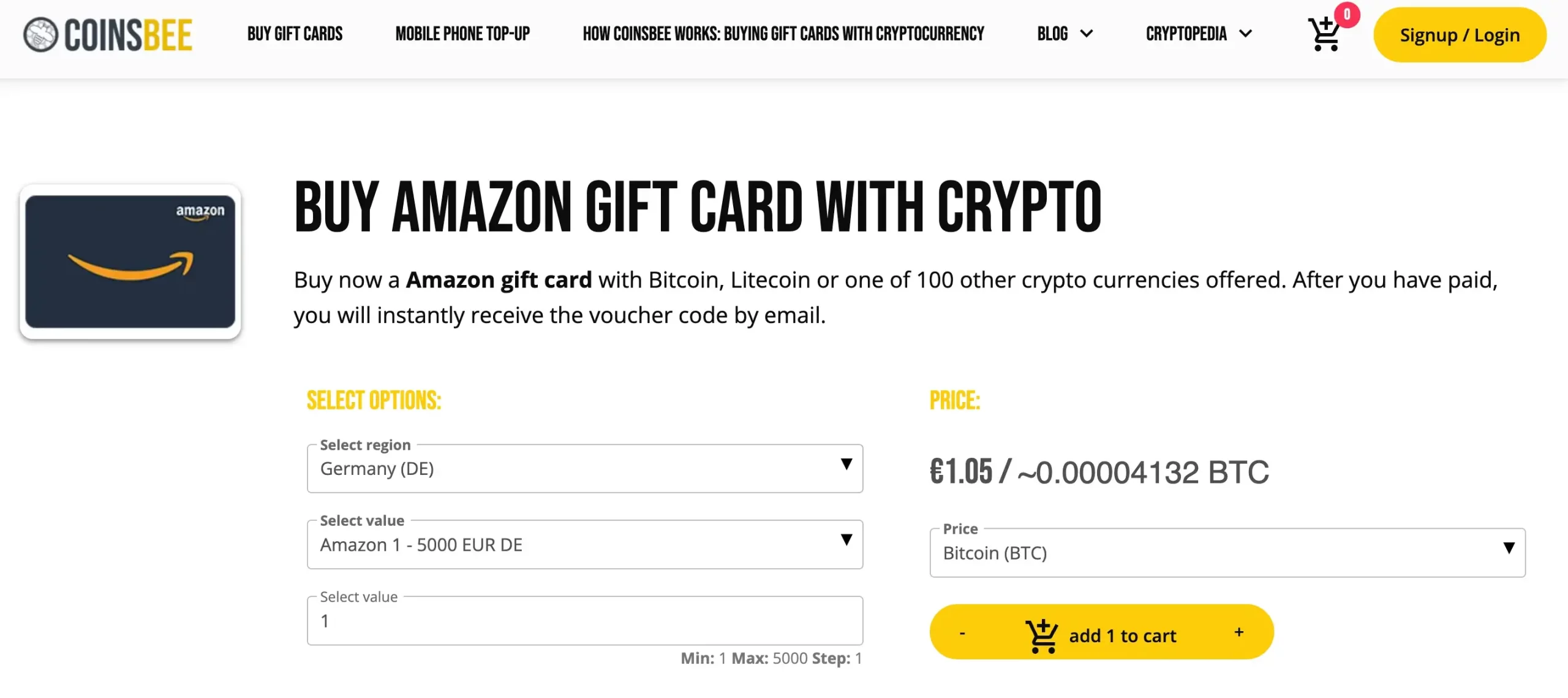 Sell Bitcoin for Amazon Gift Cards | Buy Amazon Gift Card with Crypto - CoinCola