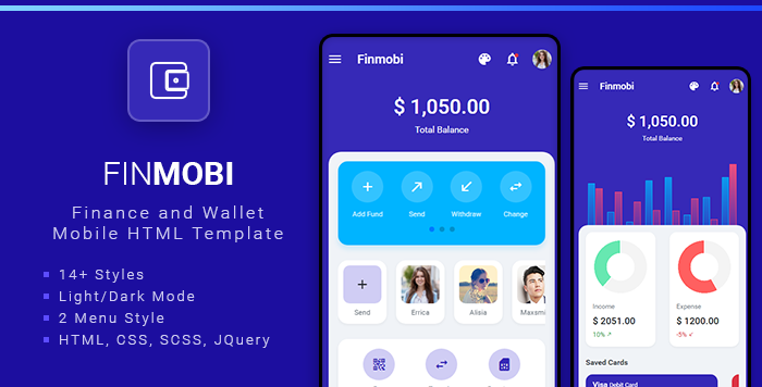 Finwallapp Finance Wallet Mobile HTML Template - Maxartkiller