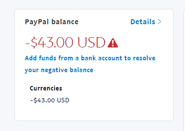 Why do I have a negative balance? | PayPal SG