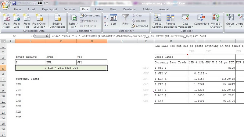 How to convert currencies in Microsoft Excel?