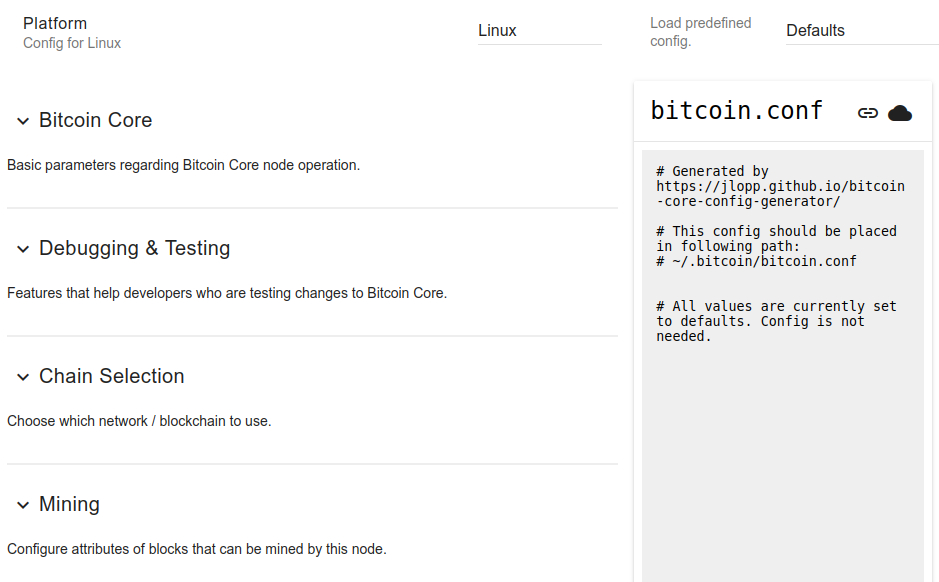 bitcoin Tutorial => Node Configuration