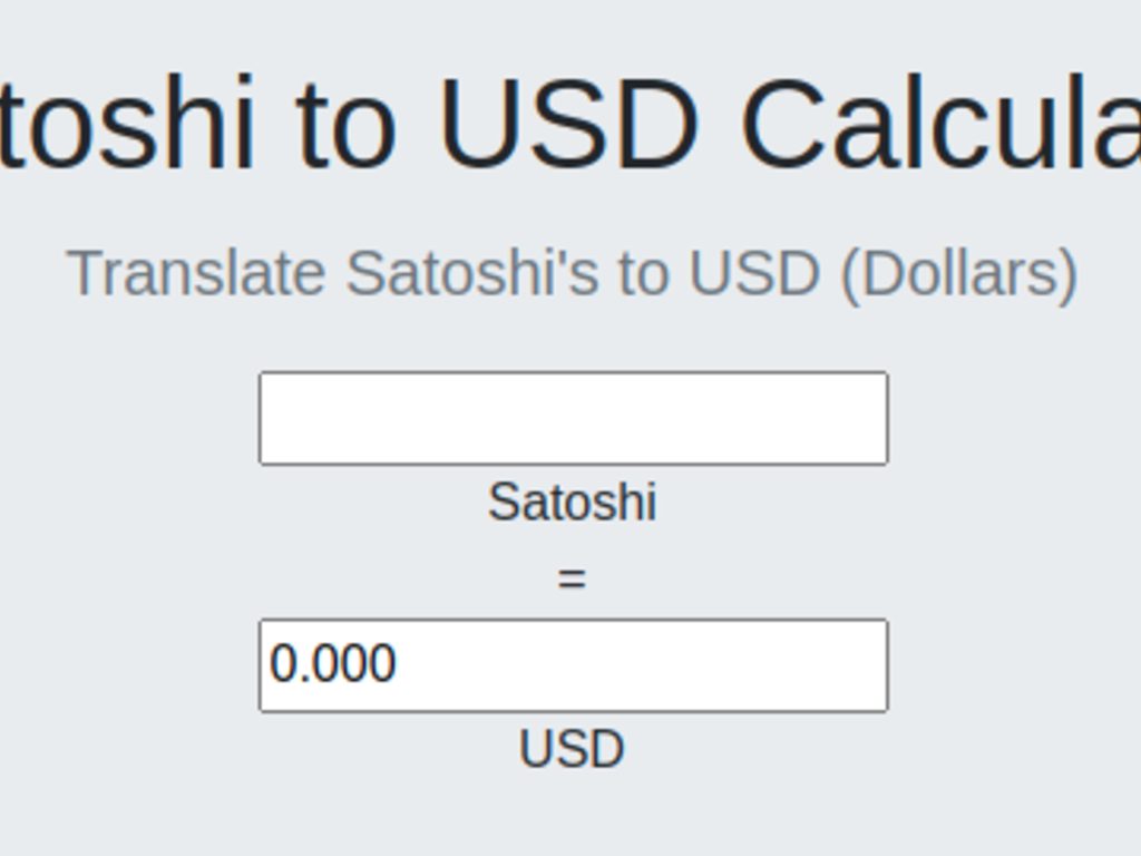 Satoshi to USD Calculator for sale on IndieMaker