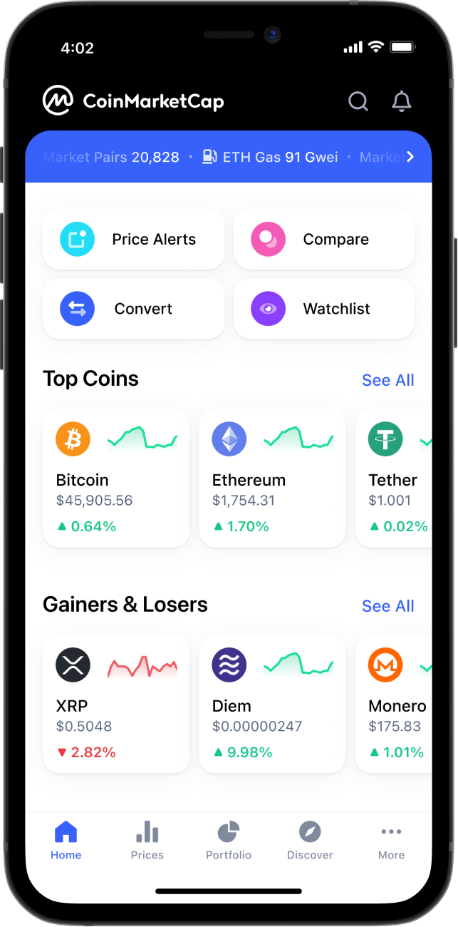 How to Install and Use the CoinMarketCap Mobile Widget (iOS and Android) - GloryFinance