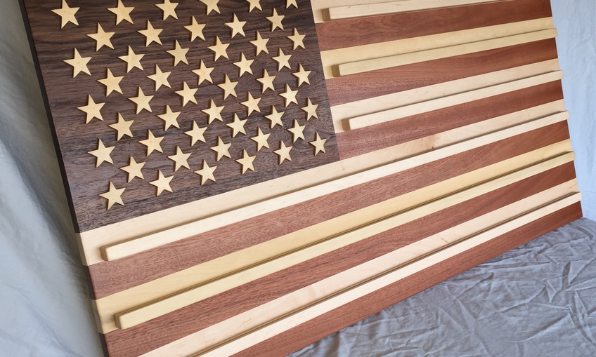 American Flag Coin Holder - Wooden Coin Stand | Teslyar