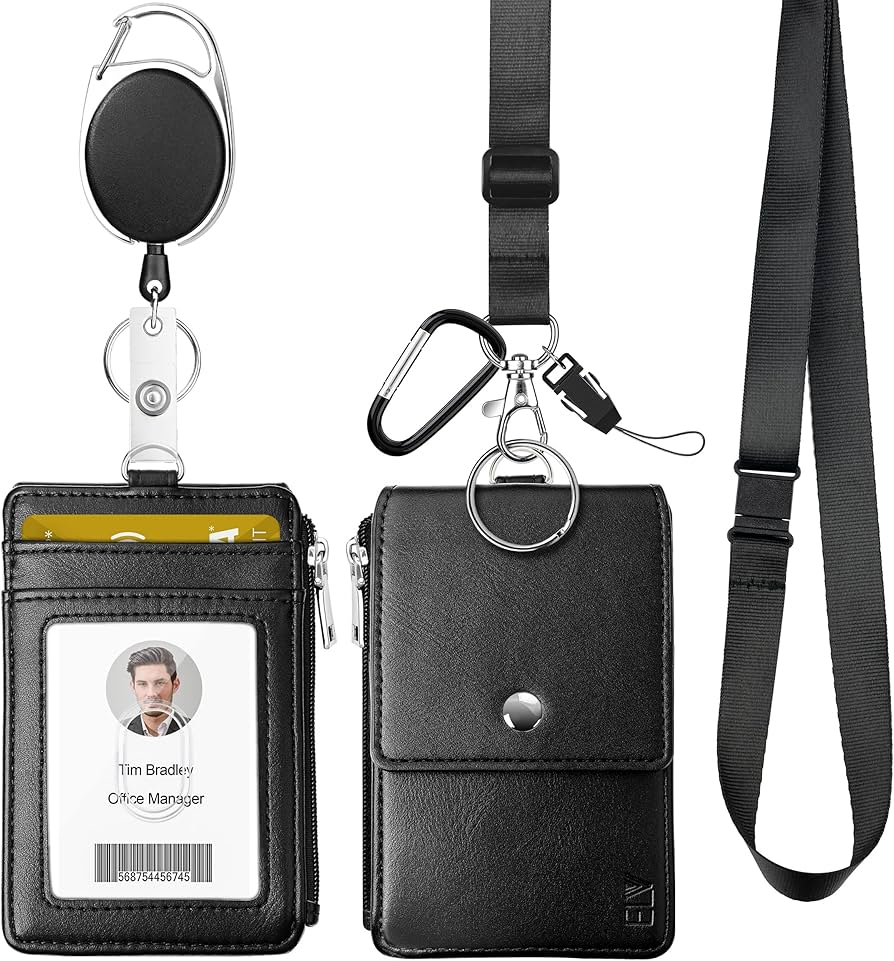 VBH ID Vertical Leather Badge Holder with Lanyard Money Pocket – VULKIT