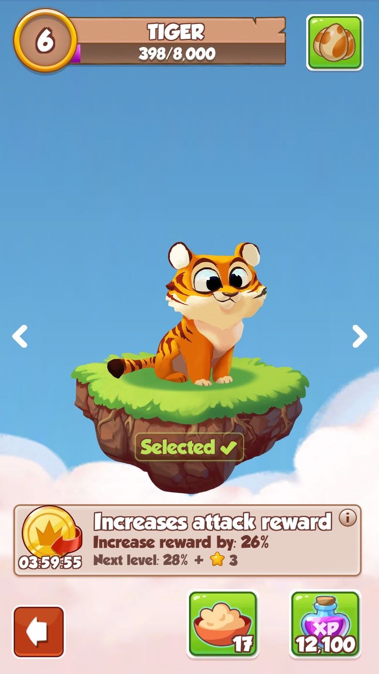 3 Coin Master Pets - Foxy, Tiger and Rhino