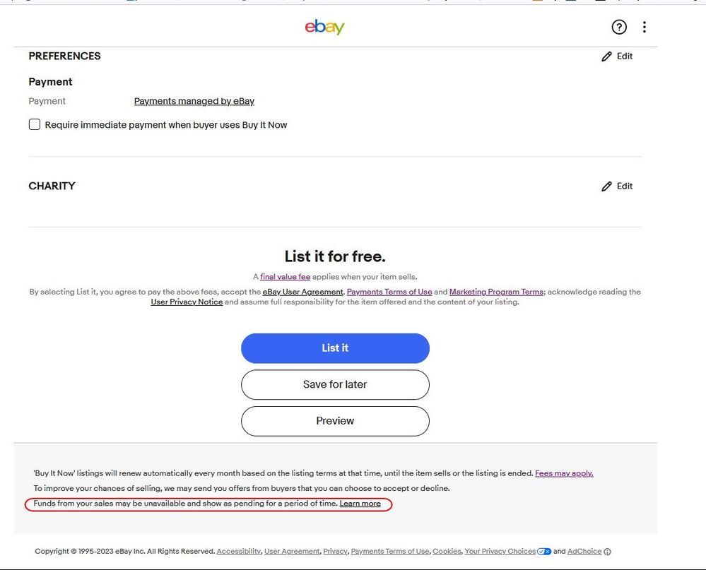 Shipping item before being paid, funds on hold? - The eBay Community