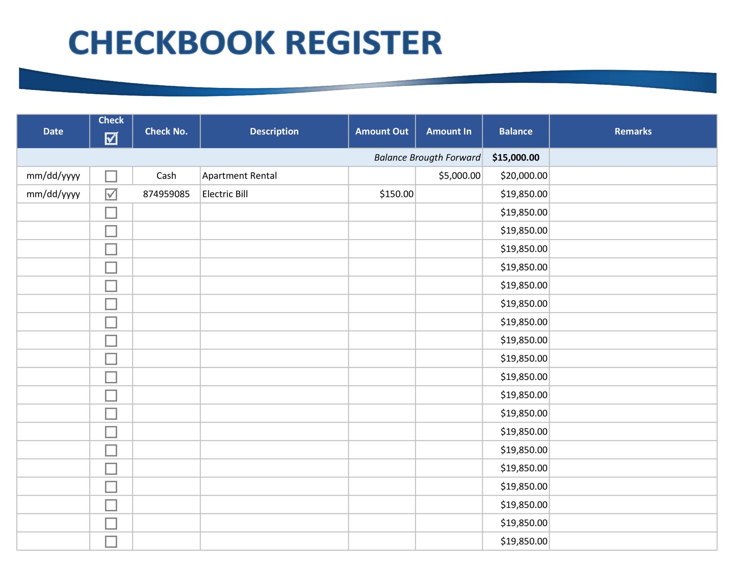 Checkbook register template - Microsoft Community