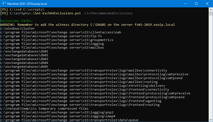 Required Exchange exclusions for Windows Defender Antivirus