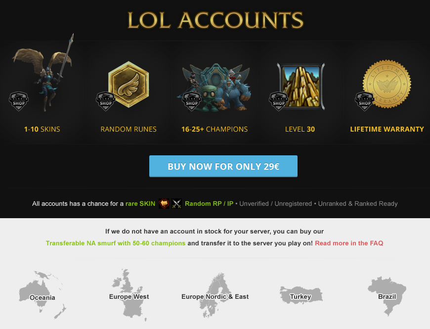 RankedKings - Buy League of Legends LoL Smurf Accounts