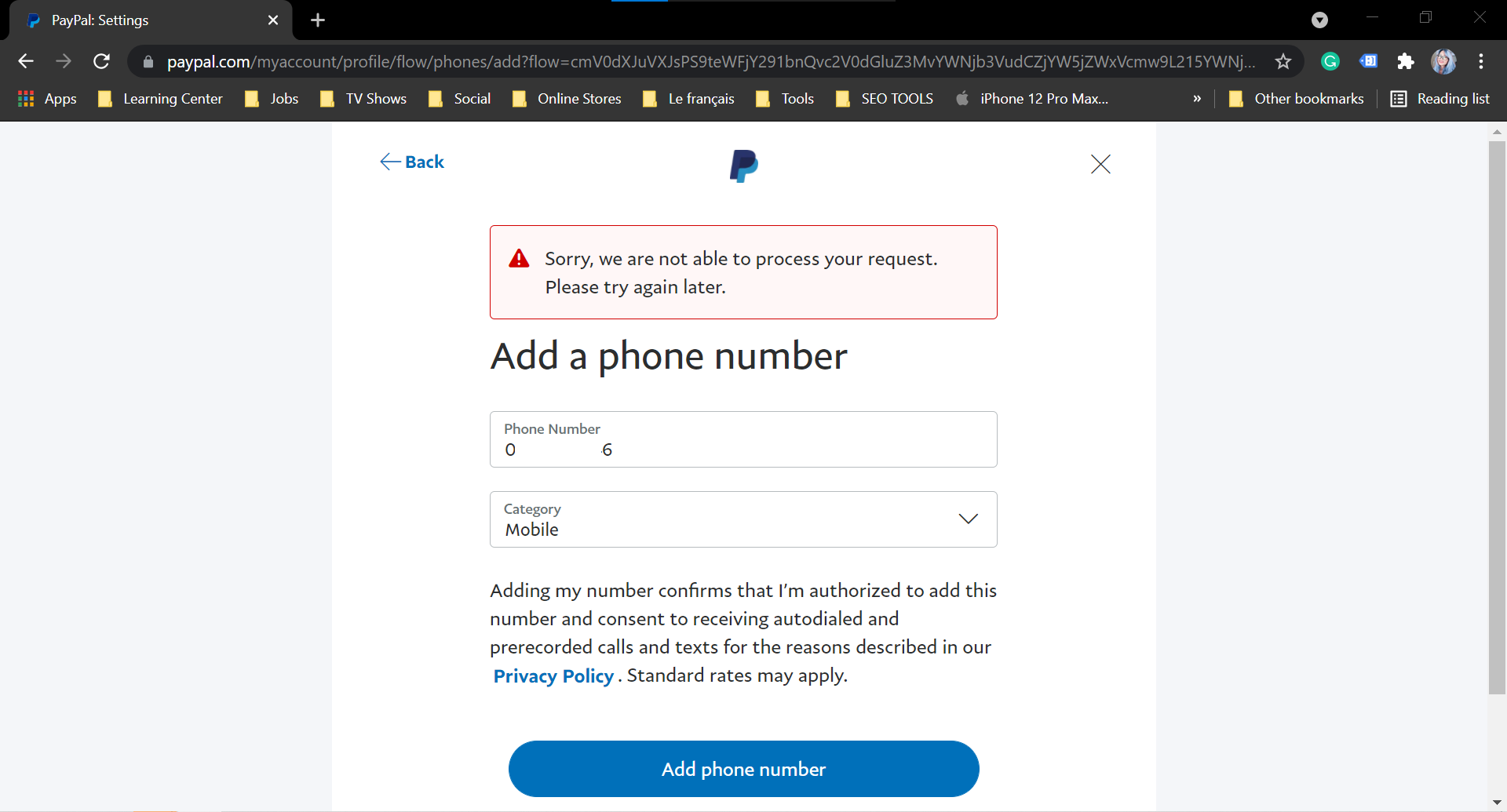 How do I add and confirm, change or remove a phone number on my PayPal account? | PayPal US