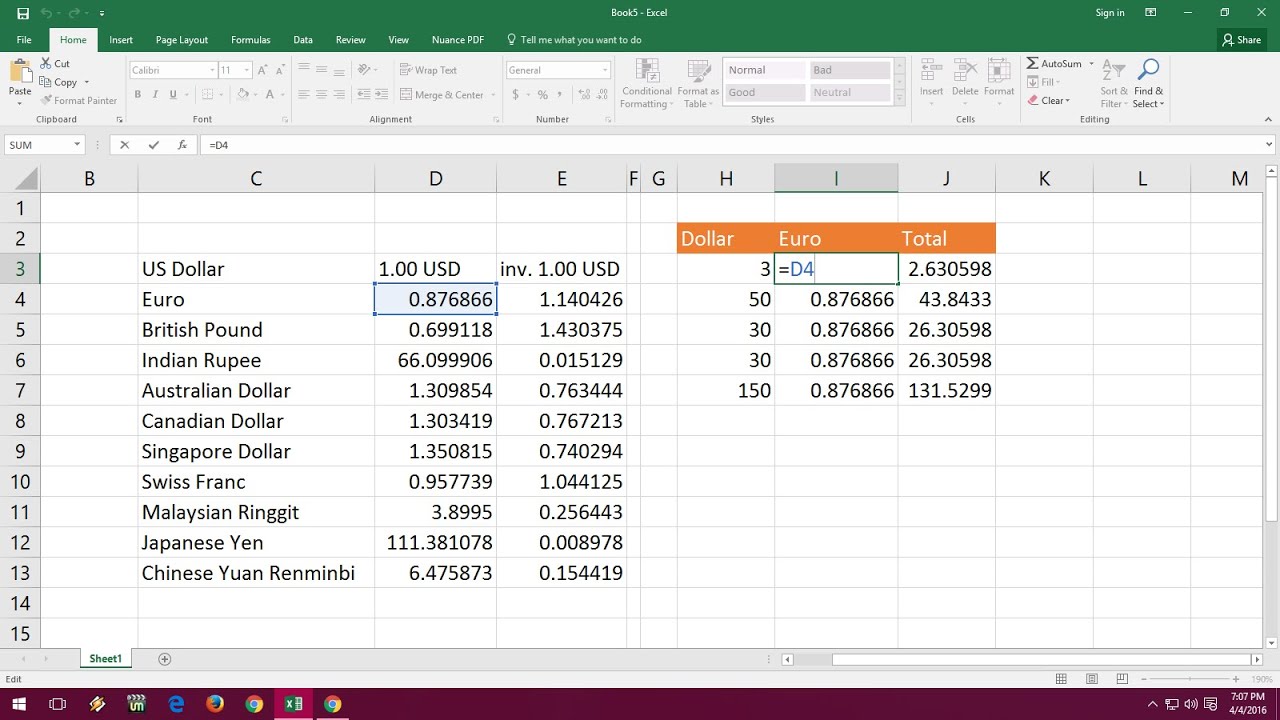 Excel formula: Simple currency conversion