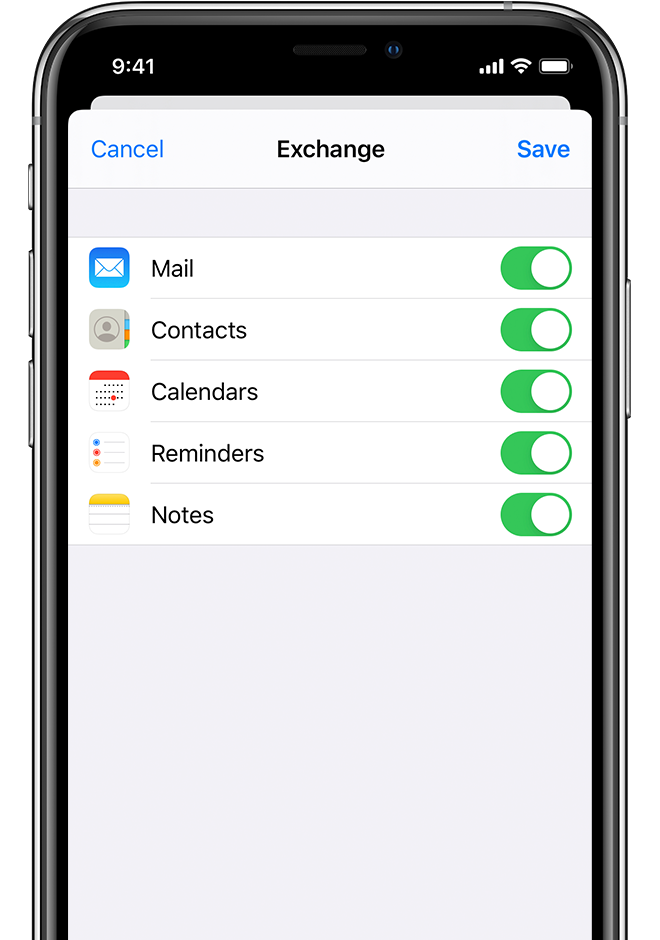 Exchange account configuration on iPhone - Pexys