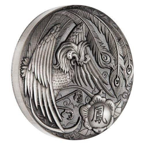 Phoenix and Birds $5 5oz Silver Antique Finish Coin- Perth Mint