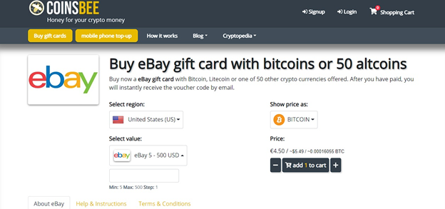 Buy eBay Gift Cards with Bitcoin - CryptoRefills