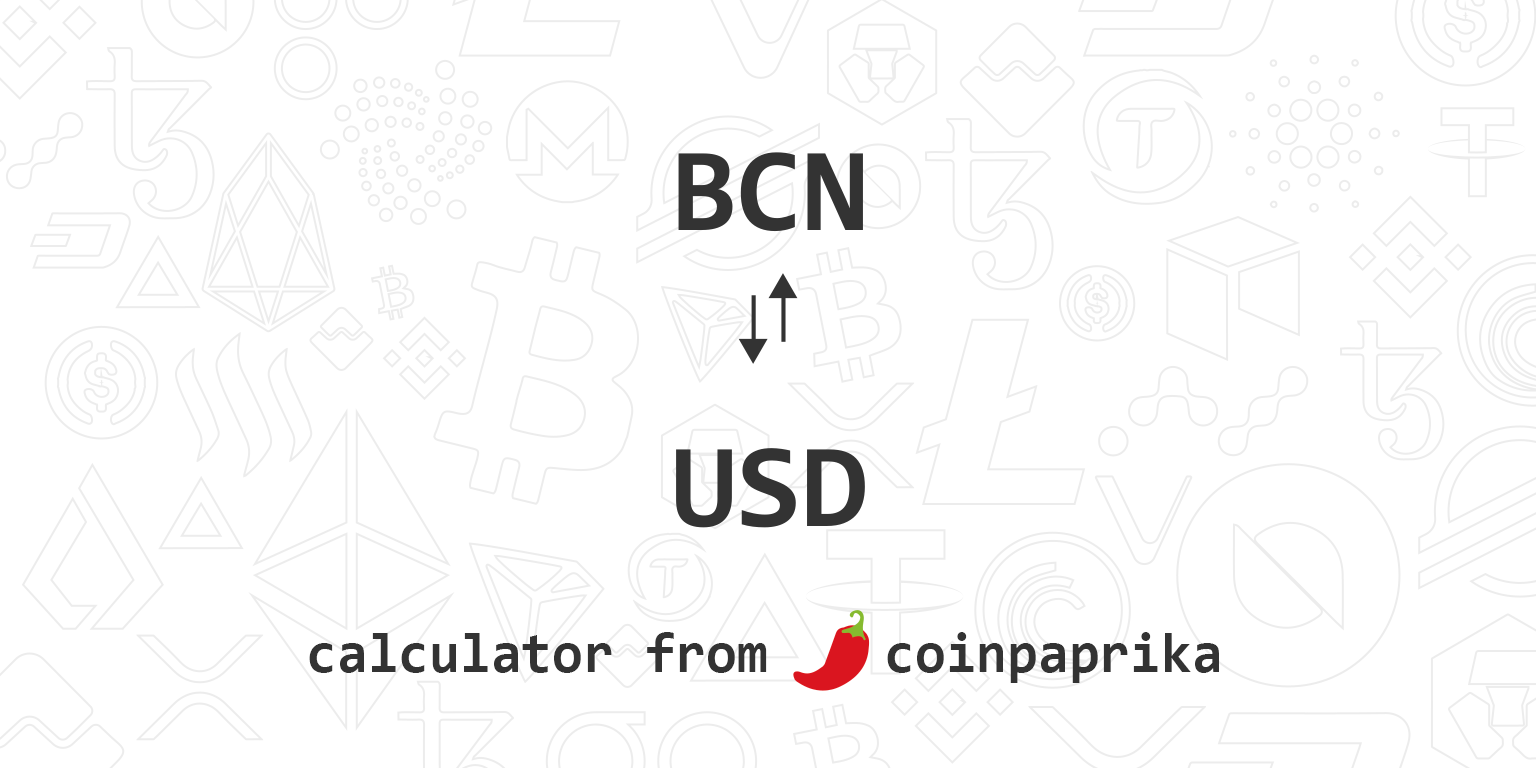 Convert 25 BCN to USD - Bytecoin to US Dollar Converter | CoinCodex