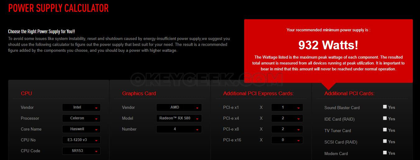 Power Supply calculator - calc for silent PSUs from be quiet!