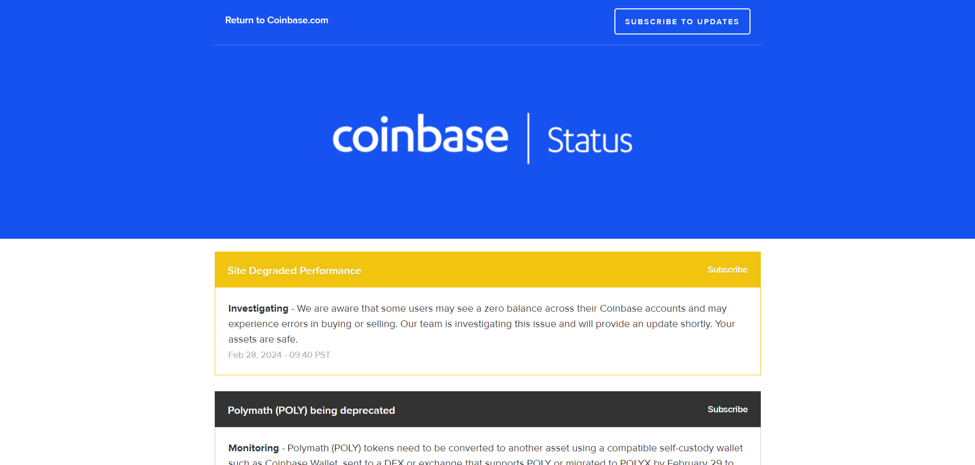 Coinbase says services restored after outage affects trading accounts | Reuters